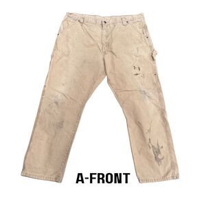 THRASHED Wrangler Riggs Workwear Distressed Carpenter Pants 42x30